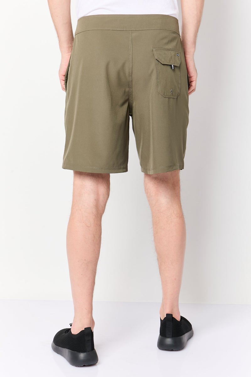 Hurley Men Sportswear Fit Brand Logo Basic Shorts, Olive - Image 4